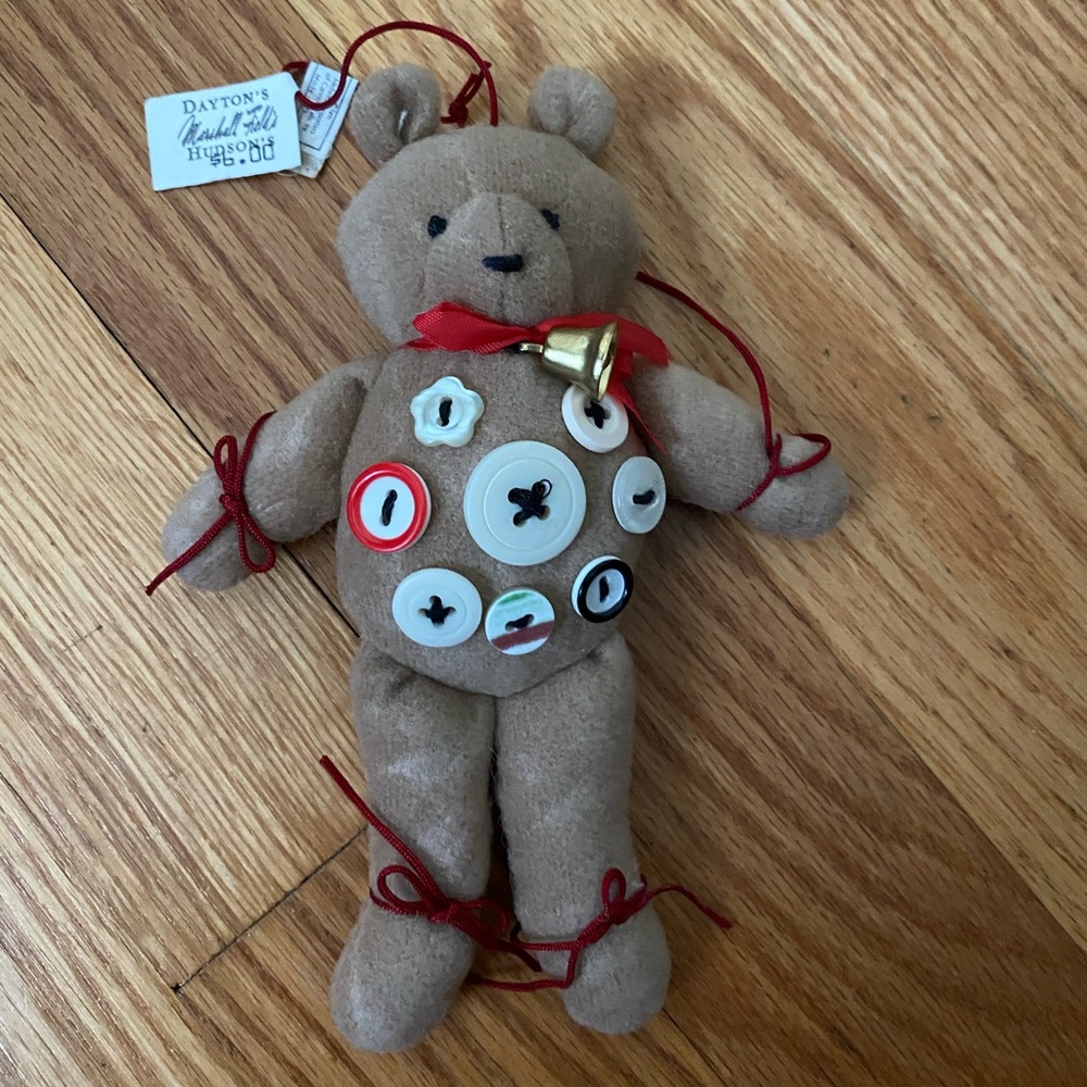Vintage Marshall field button bear ornament
